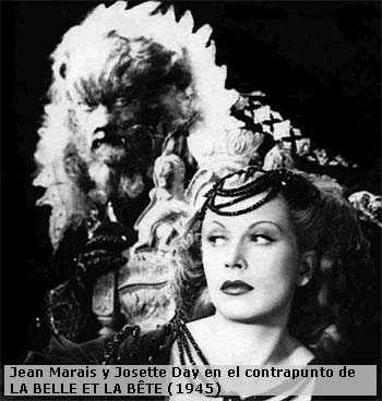 Jean Marais y Josette Day en el contrapunto de  LA BELLE ET LA BÊTE (1945)