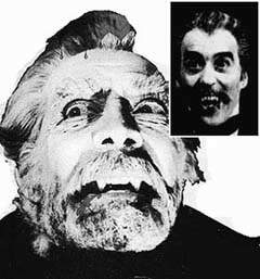 Narciso, hipermaquillado, en LA SAGA DE LOS DRACULA (1972) y Chris Lee, enojado, en EL CONDE DRÁCULA (1970)