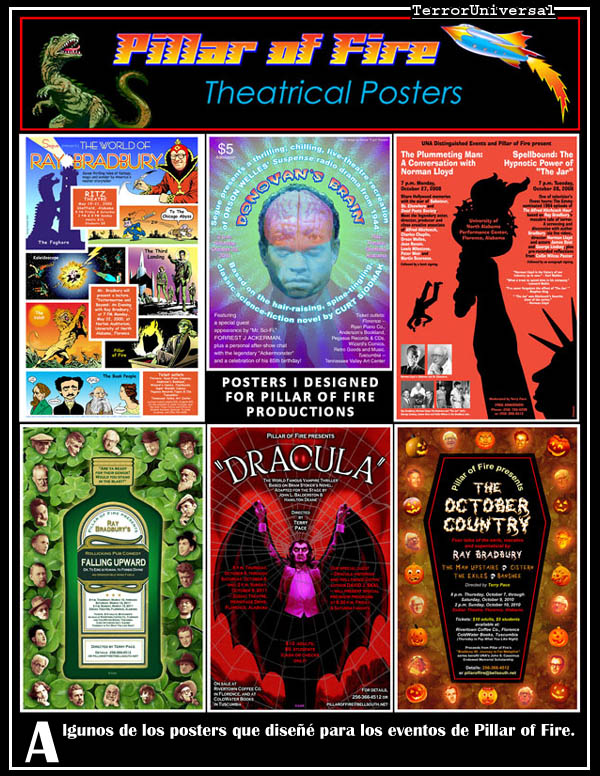 Algunos de los posters que diseñé para los eventos de Pillar of Fire.