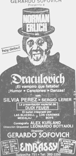 Anuncio del Draculovich de Norman Erlich