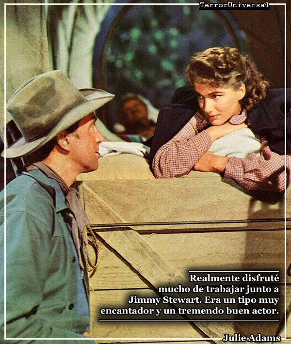 Julie Adams y James Stewart, BEND OF THE RIVER (1952)