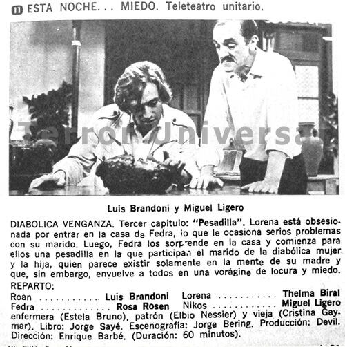 Luis Brandoni y Miguel Ligero en esta noche miedo - Canal TV (15-04-1970)